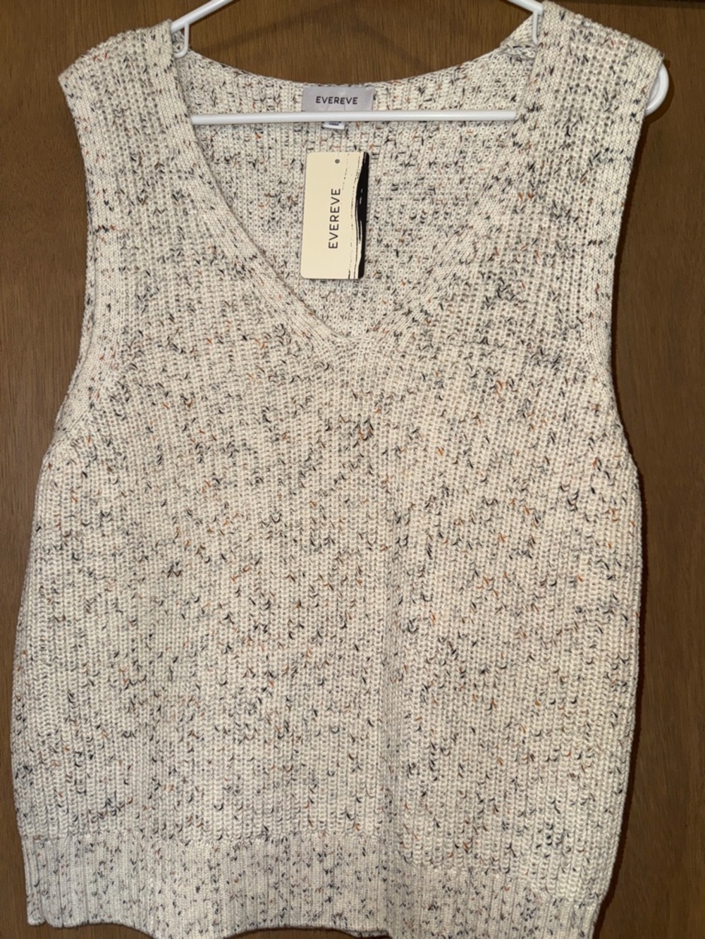 Evereve Marley Cream Speckled V-Neck sweater tank NWT XL - Picture 1 of 5